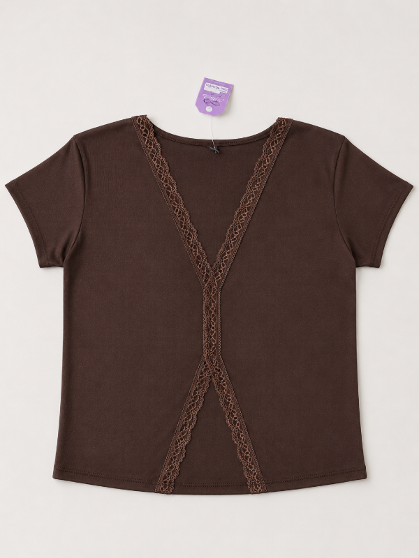 Producto - Remera satinada con encaje - 1