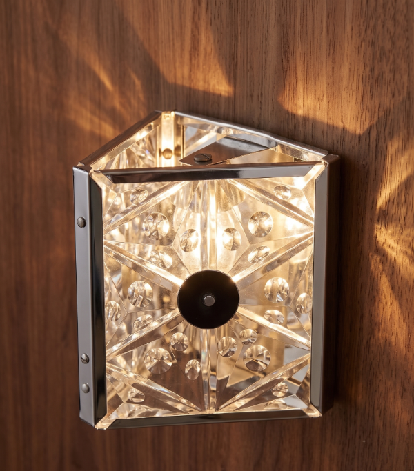 Producto - Aplique De Pared De Cristal Facetado Vintage