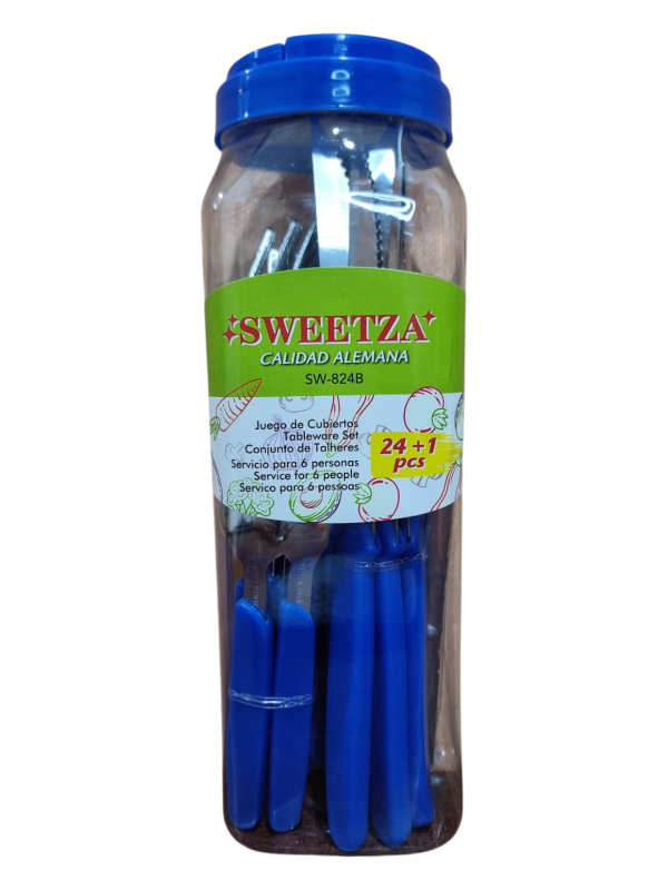 Producto - SET DE CUBIERTOS EN TUBO SWEETZA 24 PCS Y PELAPAPAS