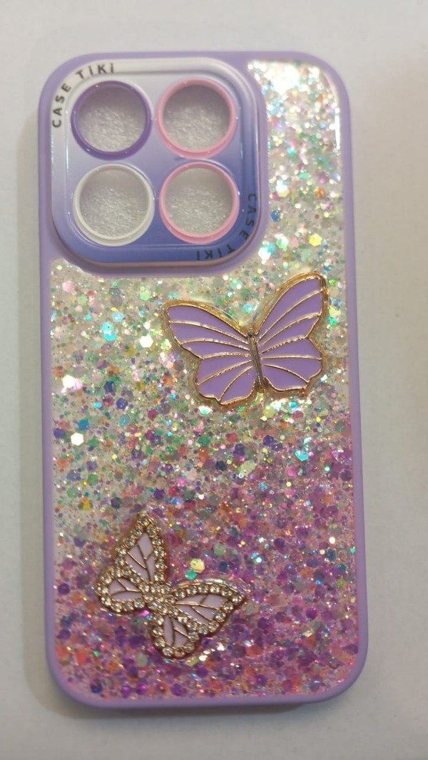 Producto - Funda con glitter y charms Lila para Xiaomi Redmi Note 17