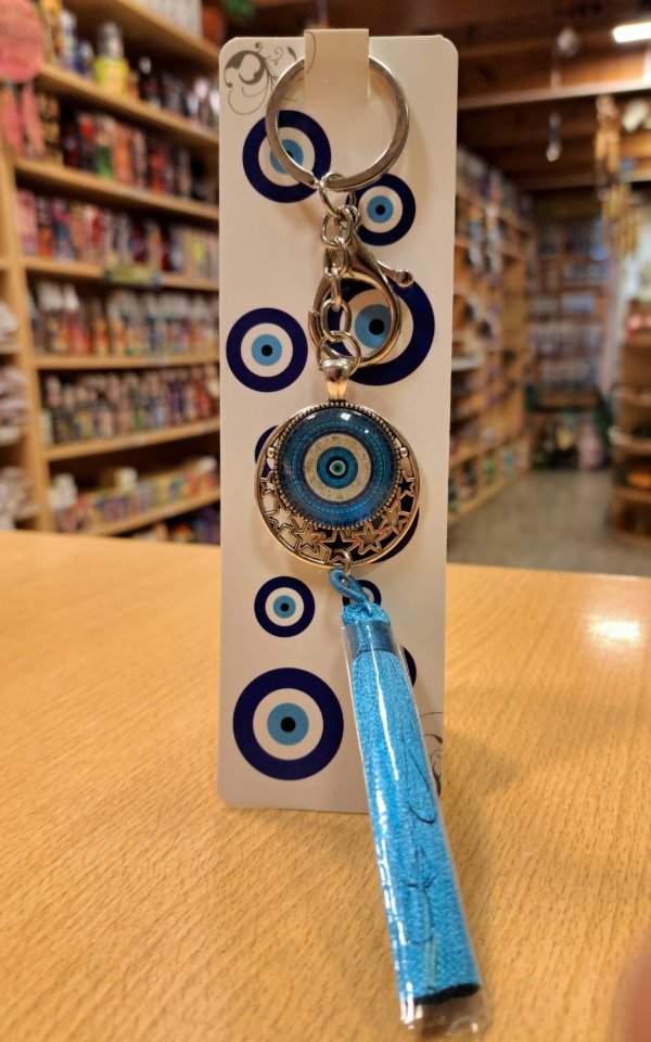 Producto - Llavero de Vidrio Ojo turco con flecos N 2