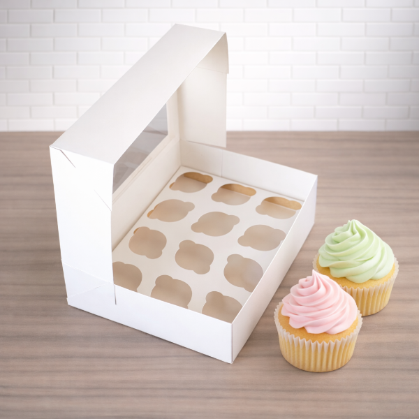 Producto - Caja para 12 cupcakes con visor 26x34x9