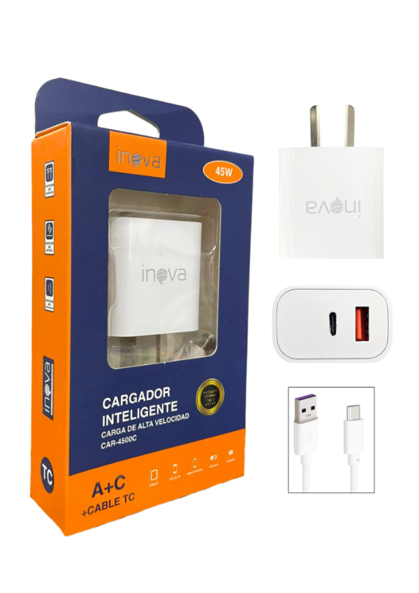Producto - CARGADOR INOVA USB A TIPO C 45W 4500C