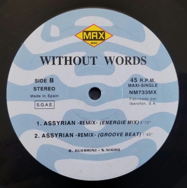 Producto - WITHOUT WORDS Assyrian (Remix) Vinilo 12 Italia 1993 Trance - 2