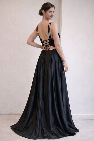 Producto - Vestido Negro importado falda de saten Venta online M15 - 1