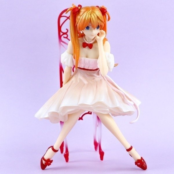 Producto - Diorama Asuka Vestido Rosa en Silla - Evangelion - 16.5cm