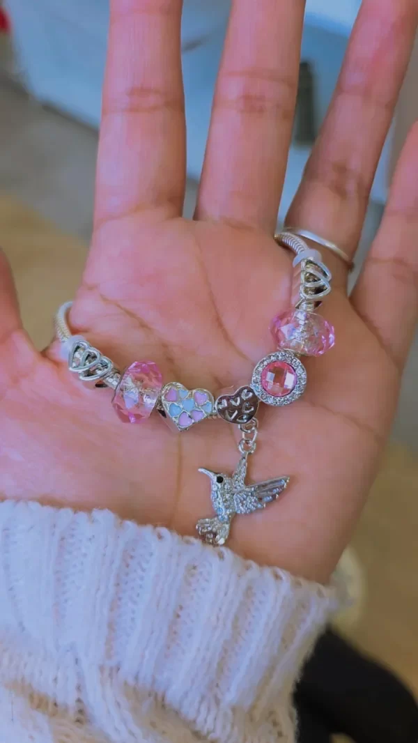 Producto - Pulsera estilo pandora colibrí rosa AB