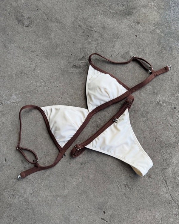 Producto - Bikini Amira lycra - blanco y chocolate