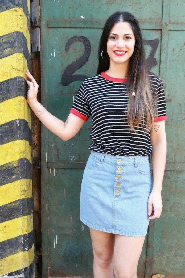 Producto - Falda Cecilia Jean Celeste