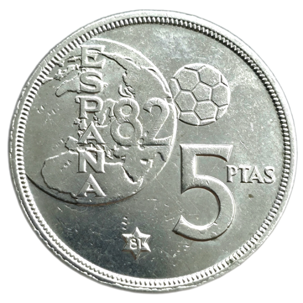 Producto - España 5 Pesetas 1980 Copa Mundial de Fútbol Km#817 XF