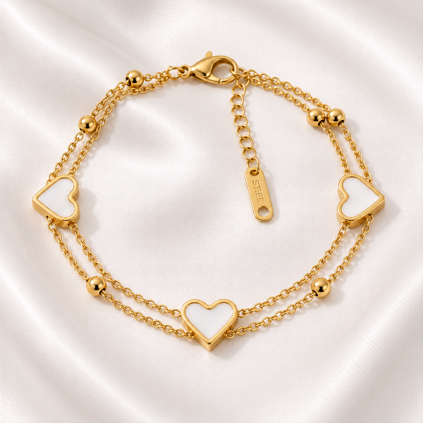 Producto - Pulsera Little Hearts White Dorado