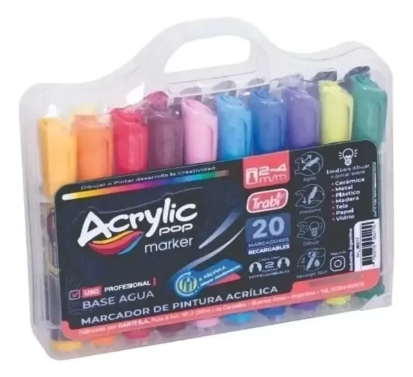 Producto - MARCADORES TRABI ACRYLIC POP 2-4mm Valija x20 - 0