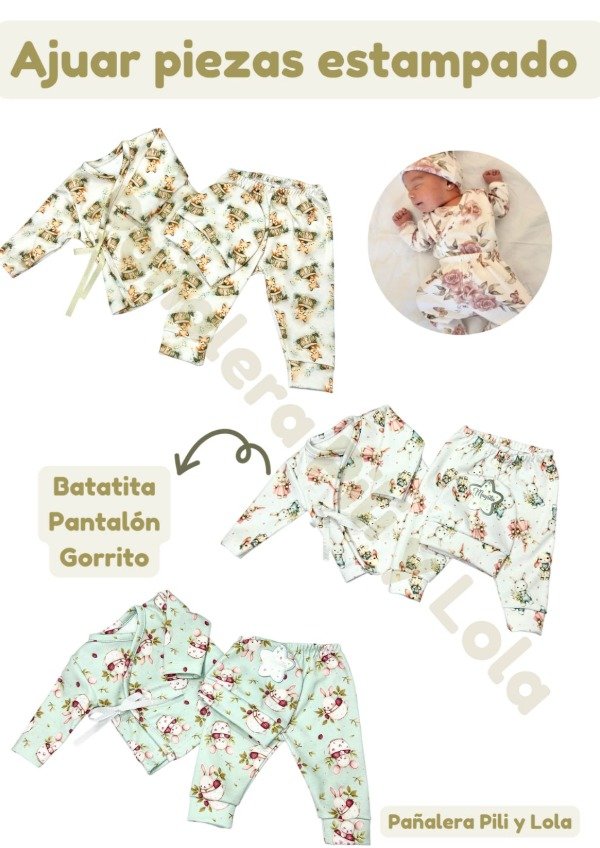 Producto - Ajuar 3 piezas estampado (Consultar mod disponible)