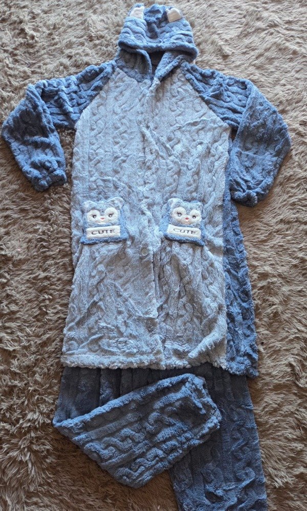 Producto - (2 PIEZAS) Conjunto Polar Soft con Capucha y Botones Azul