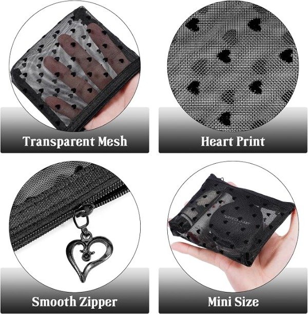 Producto - Mini Neceser de Malla Estampado de Corazon - 4