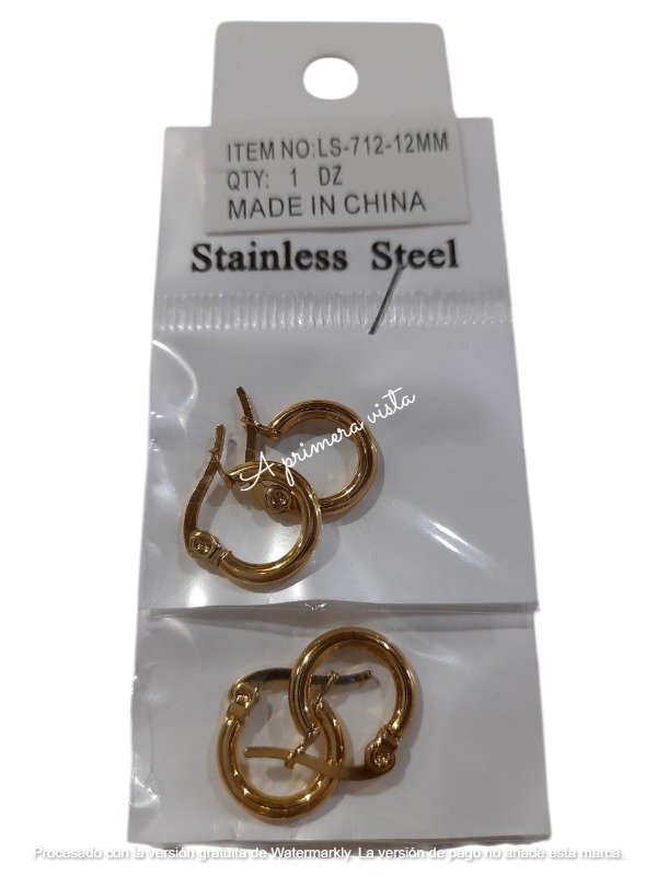 Producto - Argollas chicas doradas c/par