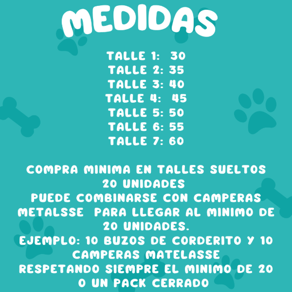 Producto - MEDIDAS Y  MINIMO CORDERITO CAPUCHA