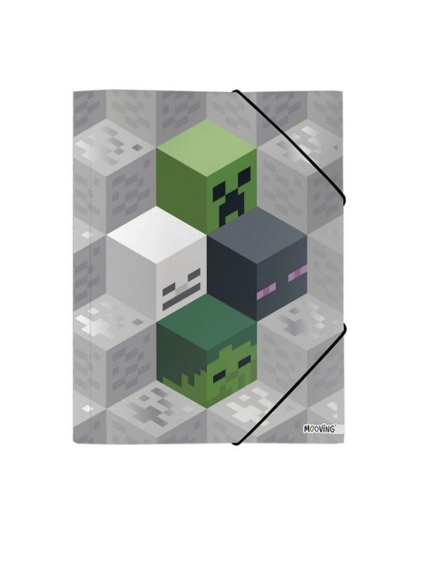 Producto - Carpeta Dibujo N5 Oficio 3 Solapas Elástico Mooving - Minecraft