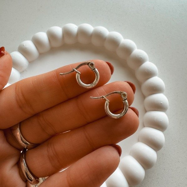 Producto - Argollitas extra mini clásicas finitas - acero blanco