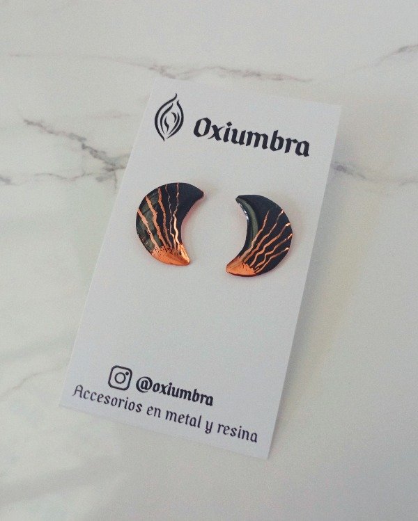 Producto - Aretes Luna (cobre y negro)