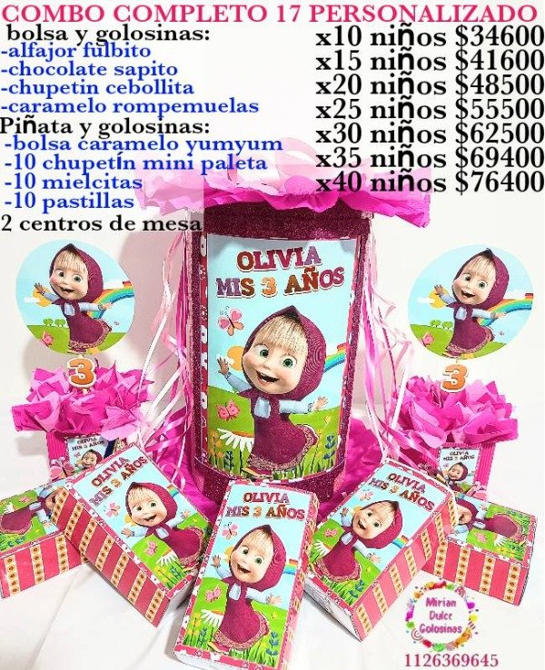 Producto - Combo cumpleaños 17 Masha y oso