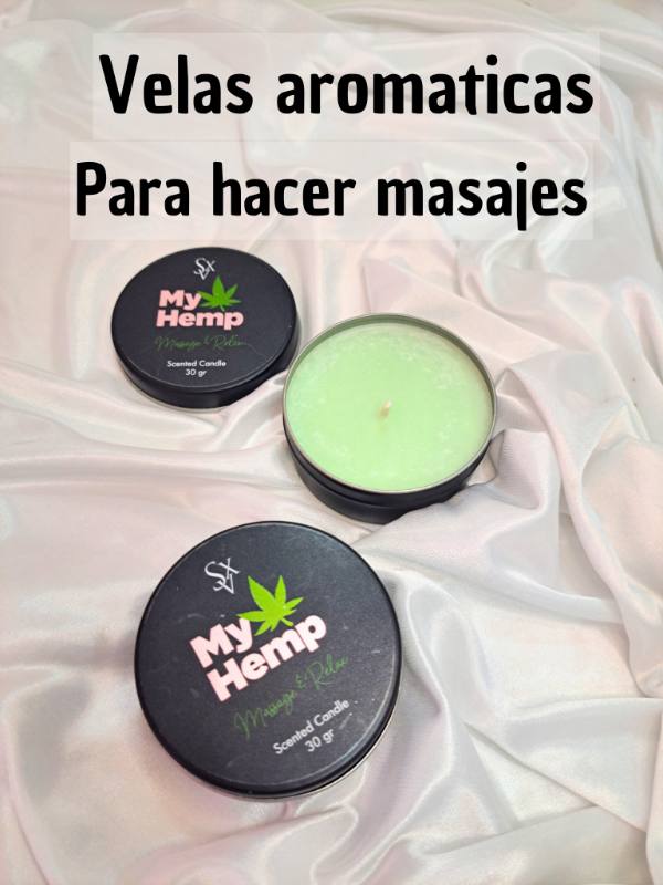 Producto - VELAS AROMATICAS PARA HACER MASAJES MY HEMP 30 GR