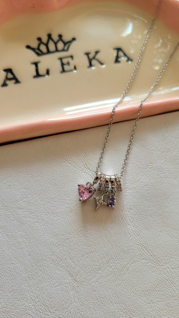 Producto - Conjunto corazón punto de luz y argollas con cubic de acero  quirúrgico - 3