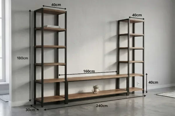 Producto - Rack Tv Modular 240 cm Hierro y Madera - 1