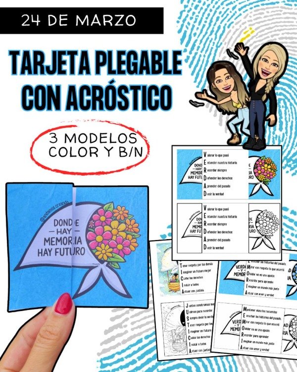Producto - TARJETA PLEGABLE CON ACRÓSTICOS. 24 DE MARZO
