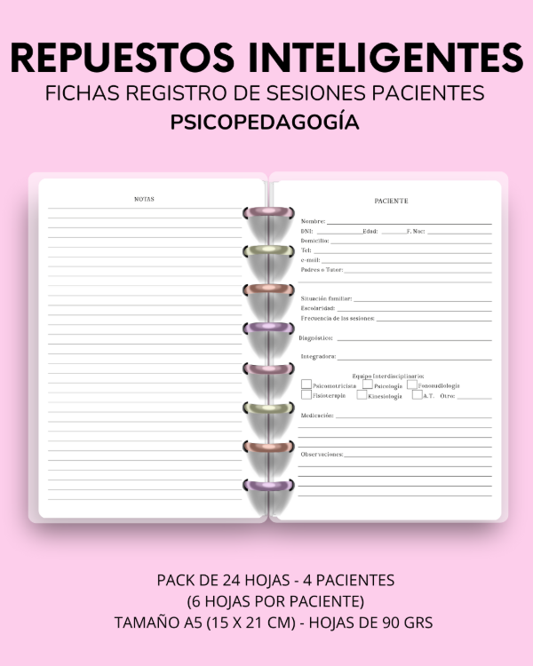 Producto - FICHAS DE REGISTRO DE SESIONES PSP, FONO Y PSICOMOTRICISTA