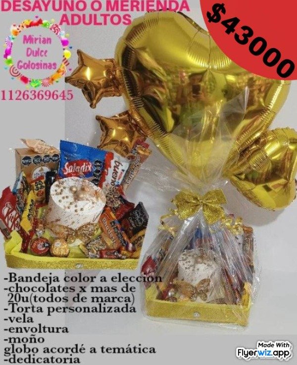 Producto - Desayuno merienda adulto dorado con perlas