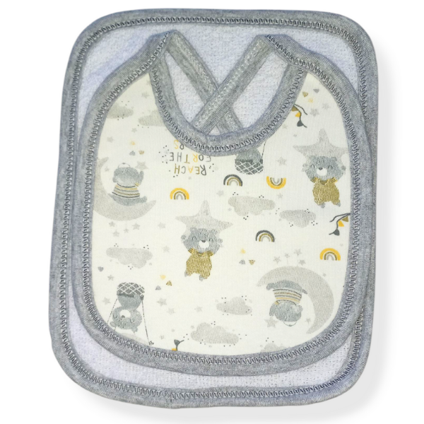 Producto - Babero con babita osos gris I