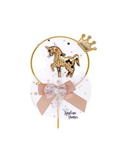 Producto - Cake Topper Adorno Unicornio Lentejuelas Doradas