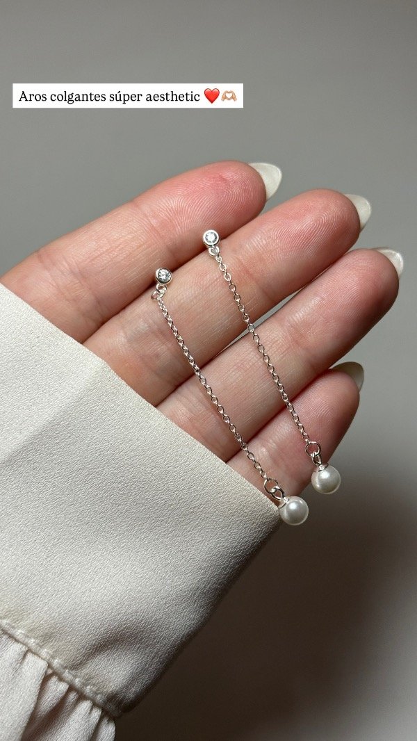 Producto - Con piedra blanca, cadenita y perla - 2
