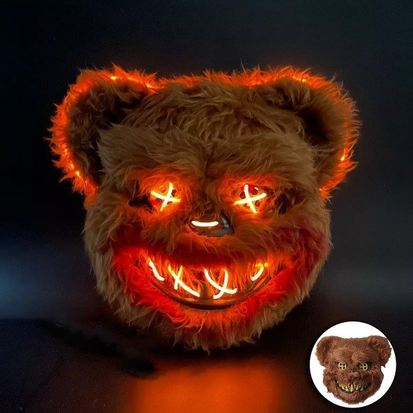 Producto - Mascara Teddy Con Luz Led Neon De Terror Halloween - 1