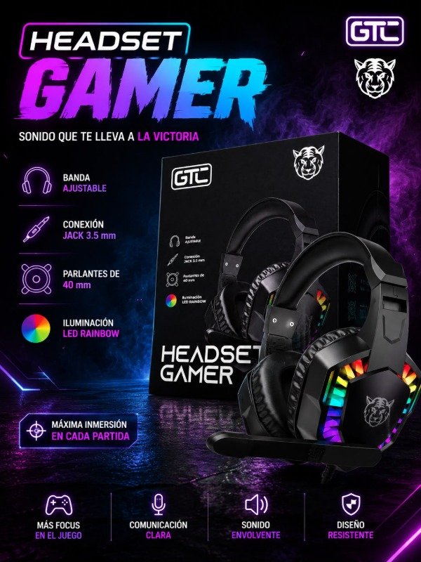 Producto - Headset gamer GTC RGB