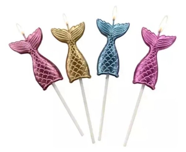 Producto - Vela cola de sirena metalizada x 4 unid.