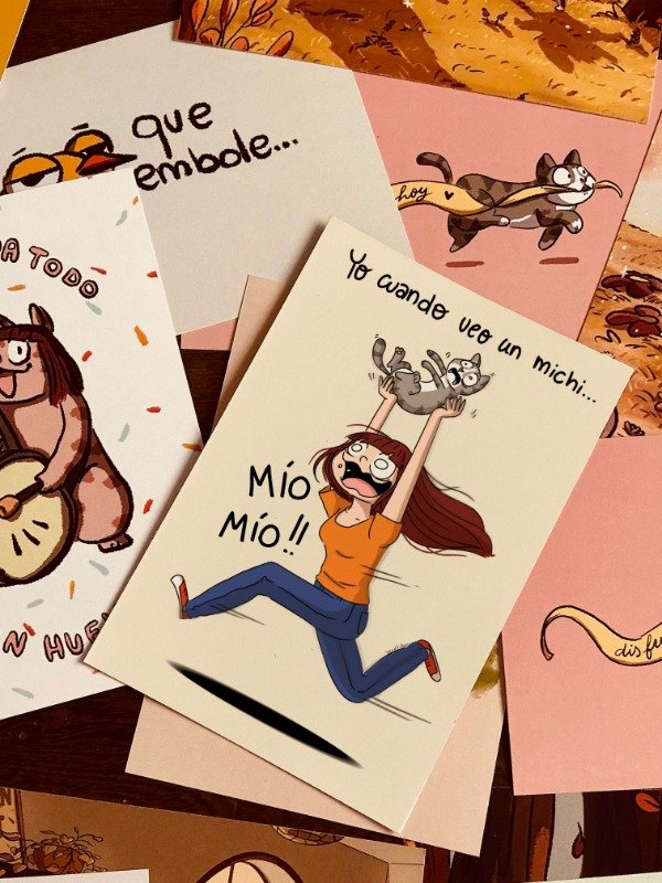 Producto - Postal veo un michi