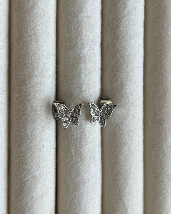 Producto - Aros mariposa strass cristal de bronce bañado con pasante de acero quirúrgico