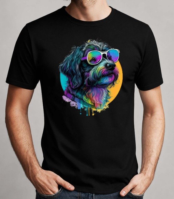 Producto - Remeras Negras Unisex Gatos y Perros Psicodelicos - 5