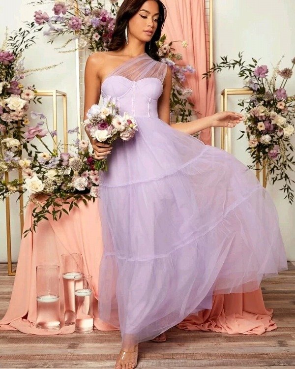 Vestido importado con corsét lila talle XS — imagen 2