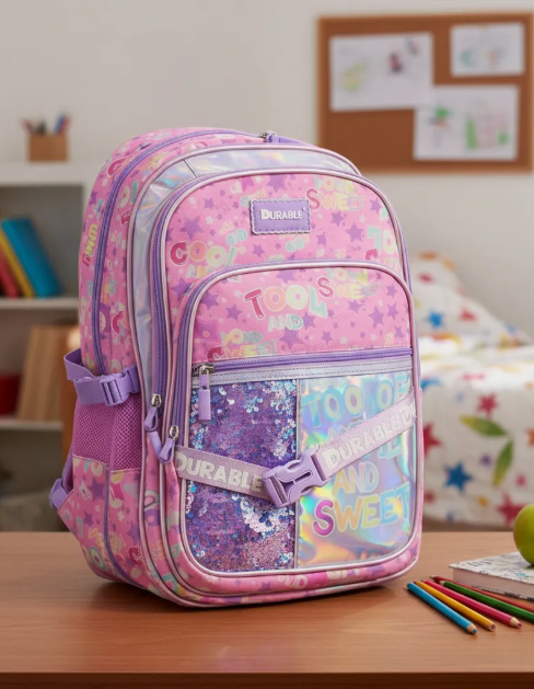 Producto - Mochila Escolar Infantil Reforzada con Lentejuelas