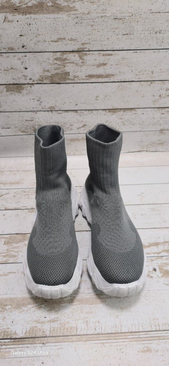 Producto - zapatilla botita alta tejida gris del 36 al 40 - 1