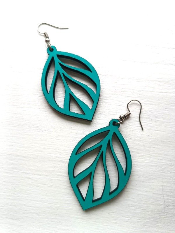 Producto - Aros Hoja Calada / Verde Aqua - 1