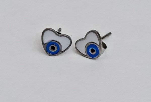 Producto - Aros Esmaltados Corazón y Ojo