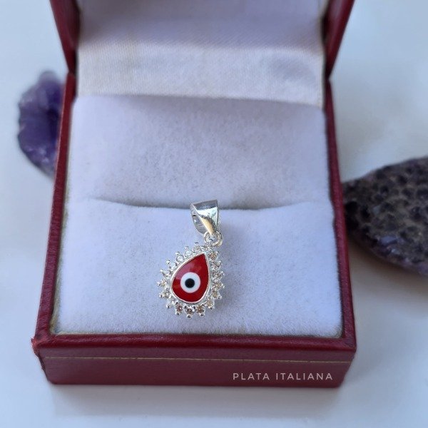 Producto - Dije italiano ojo turco rojo en gota