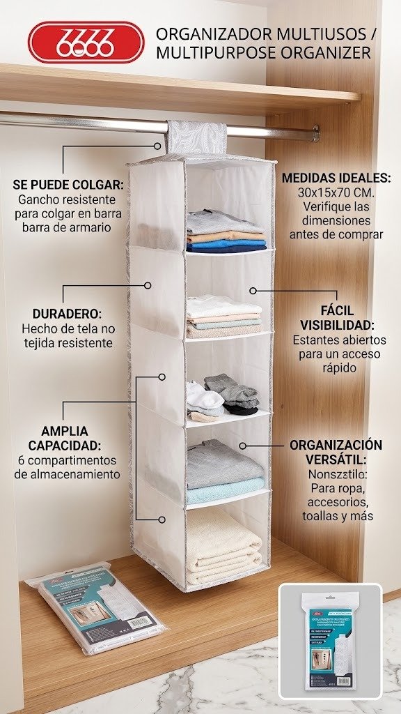 Producto - BE17478 ORGANIZADOR MULTIUSOS 5 PISOS  30X15X70CM