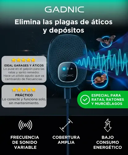 Producto - Repelente para Plagas Ultrasónico Gadnic Ahuyentador Ratas Murcielagos Insectos - 1