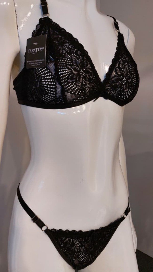 Producto - Conjunto triángulo de encaje negro - 0