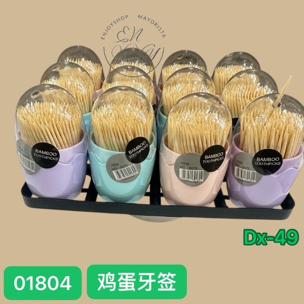 Producto - Set X 12U Escarbadientes Descartables FORMA HUEVO DX49